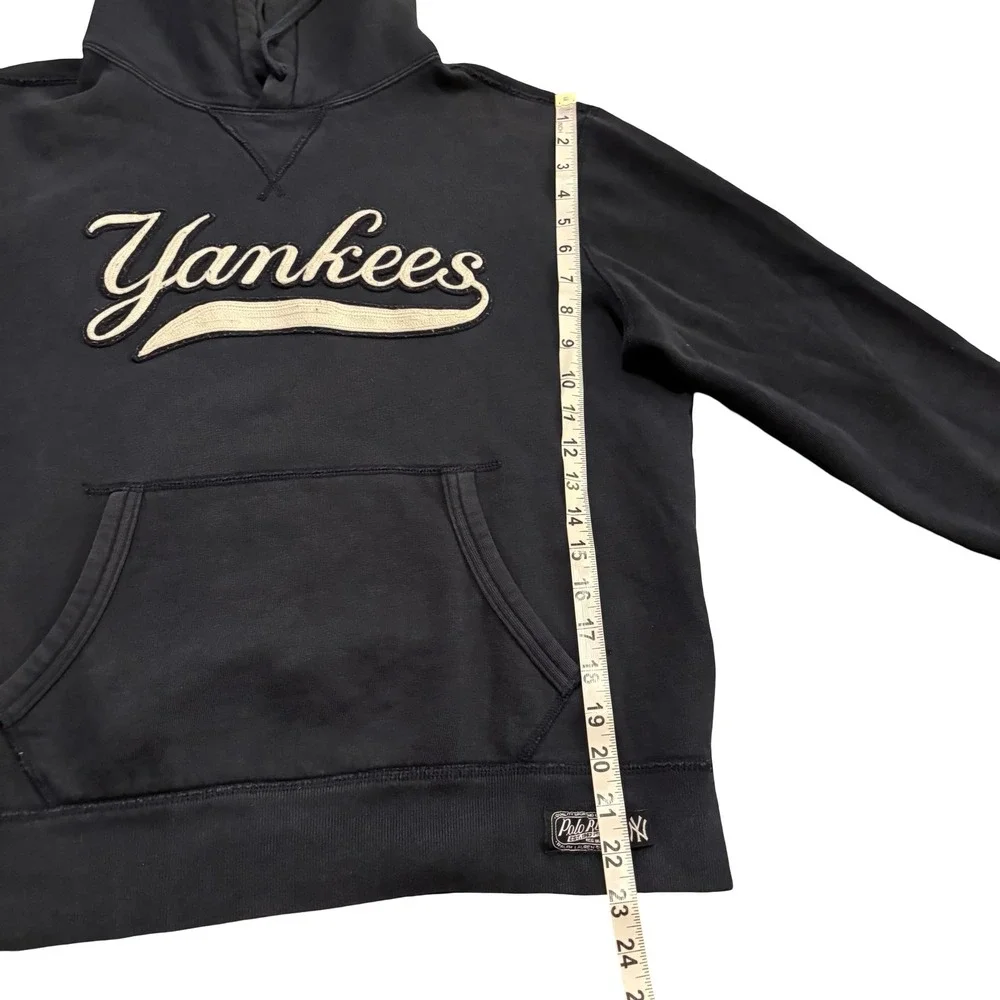 Polo Ralph Lauren x MLB NY Yankees Navy Blue Chenille Patch Hoodie Mens Small